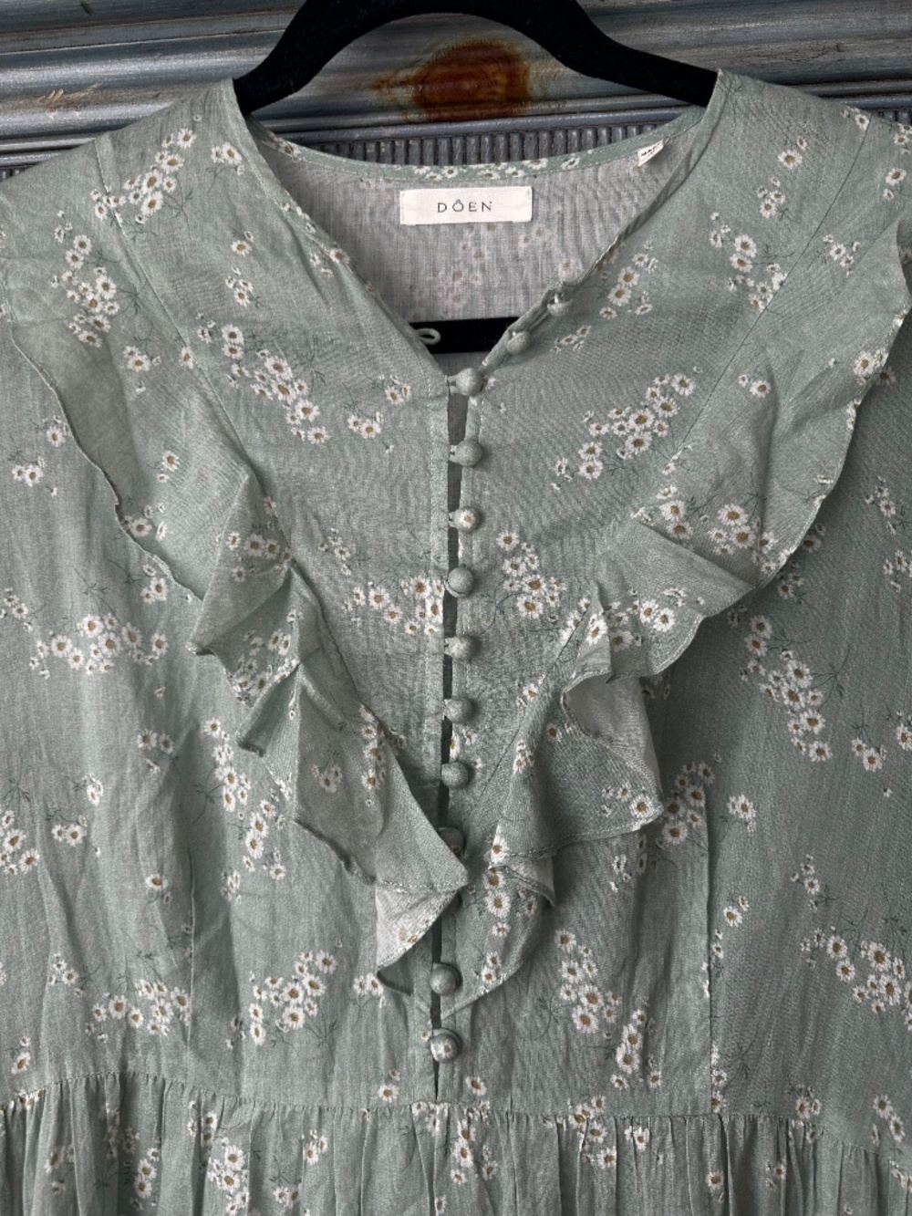 Doen Assam Dress in Sweet Daisy Floral Mint Green Size L - Picture 6 of 13
